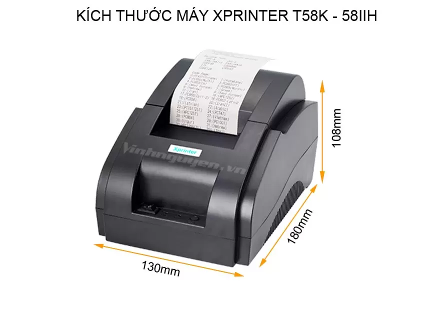 Kích thước máy In Hóa Đơn Xprinter 58iiH