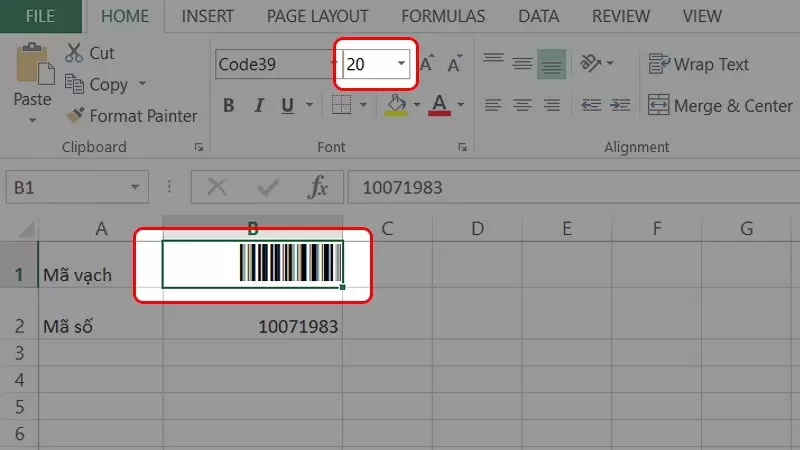 Lấy mã vạch nhanh chóng bằng cách đổi fonts chữ trong excel