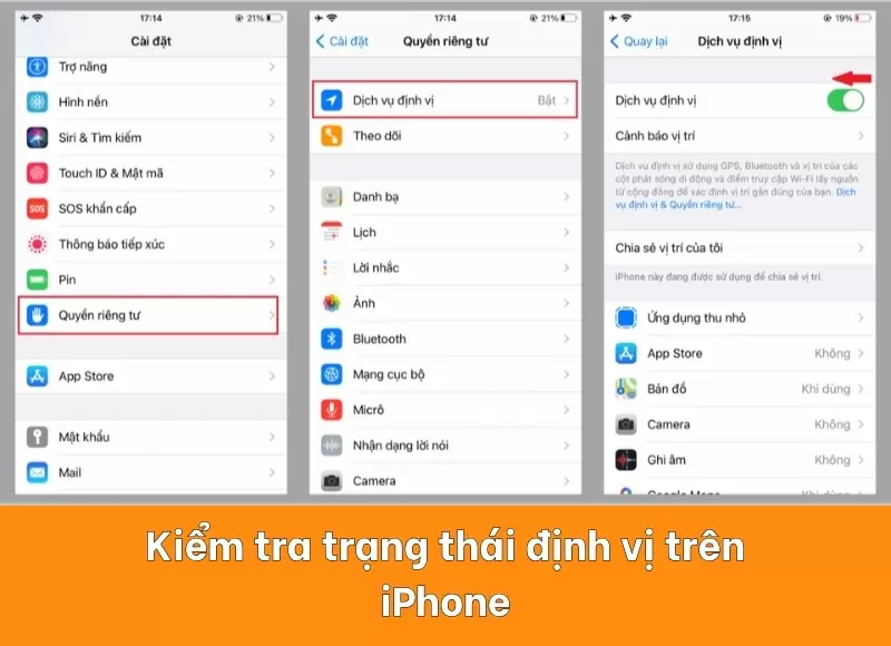 hướng dẫn cách bật định vị iphone
