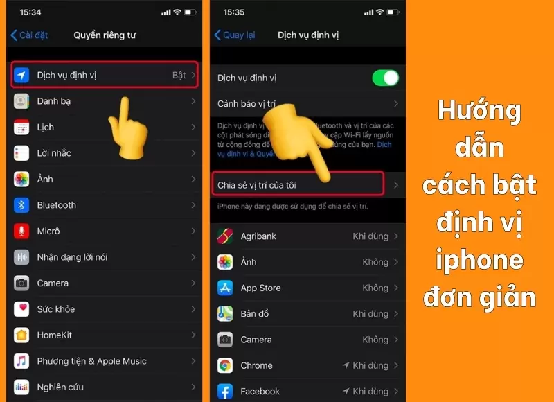 hướng dẫn cách bật định vị iphone