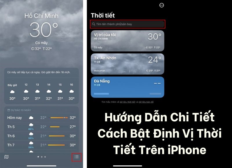 cách bật định vị thời tiết trên iphone