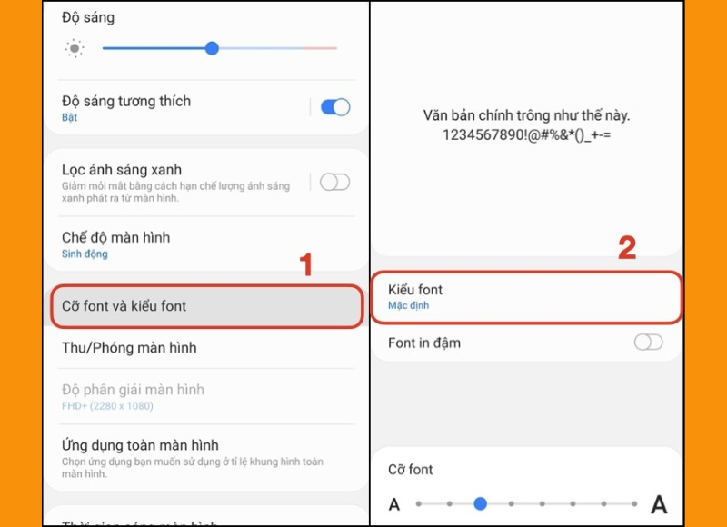 cách chỉnh phông chữ trên điện thoại