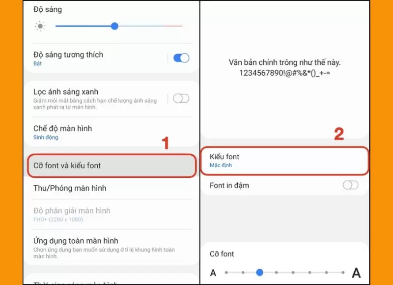cách chỉnh phông chữ trên điện thoại