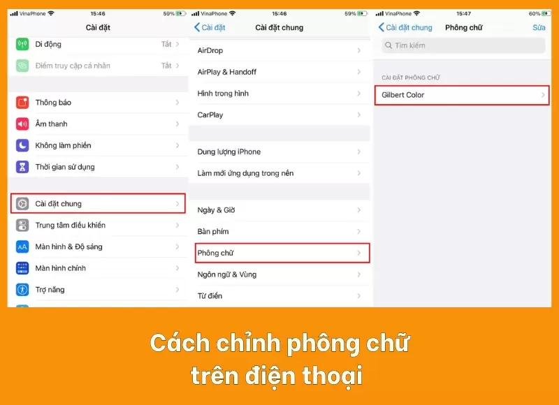 cách chỉnh phông chữ trên điện thoại