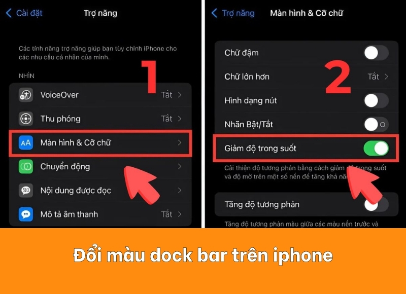 đổi màu dock bar trên iphone