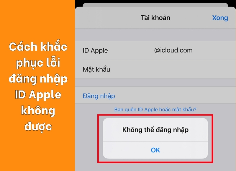 đăng nhập id apple không được