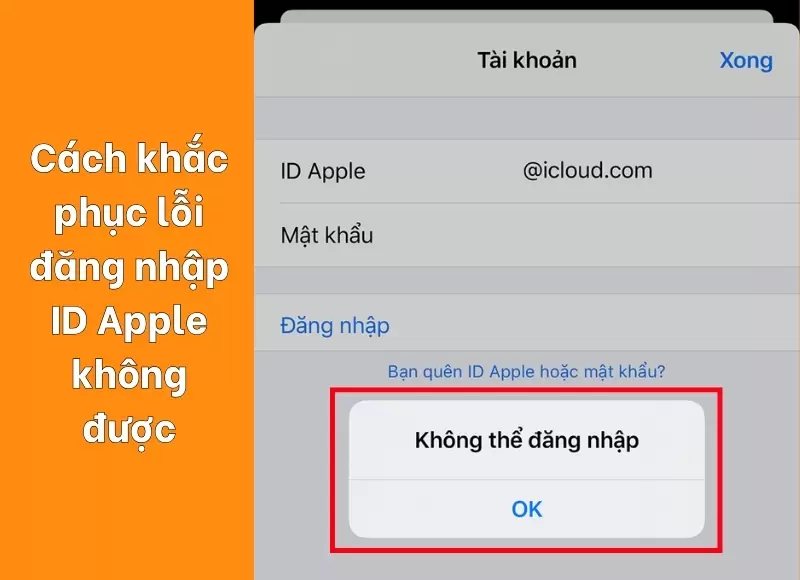 đăng nhập id apple không được