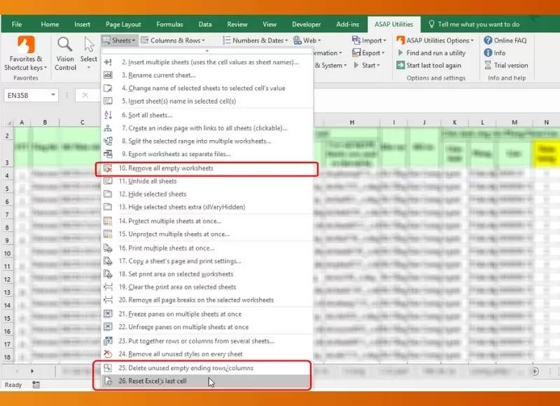 cách làm nhẹ file excel
