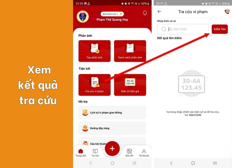 cách tra phạt nguội trên VNeTraffic