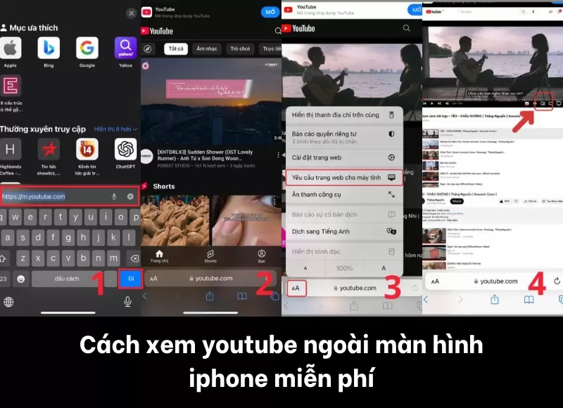 cách xem youtube ngoài màn hình iphone