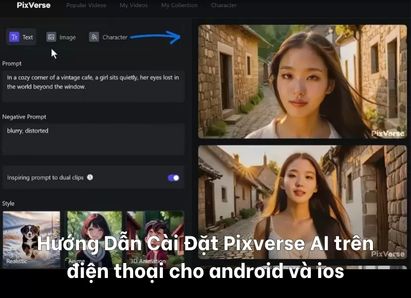 tạo video tự động pixverse AI