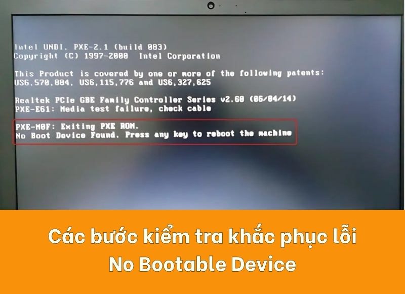 khắc phục lỗi No Bootable Device