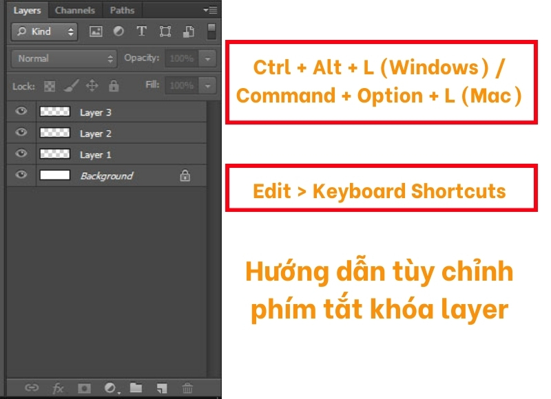 phím tắt khóa layer trong photoshop