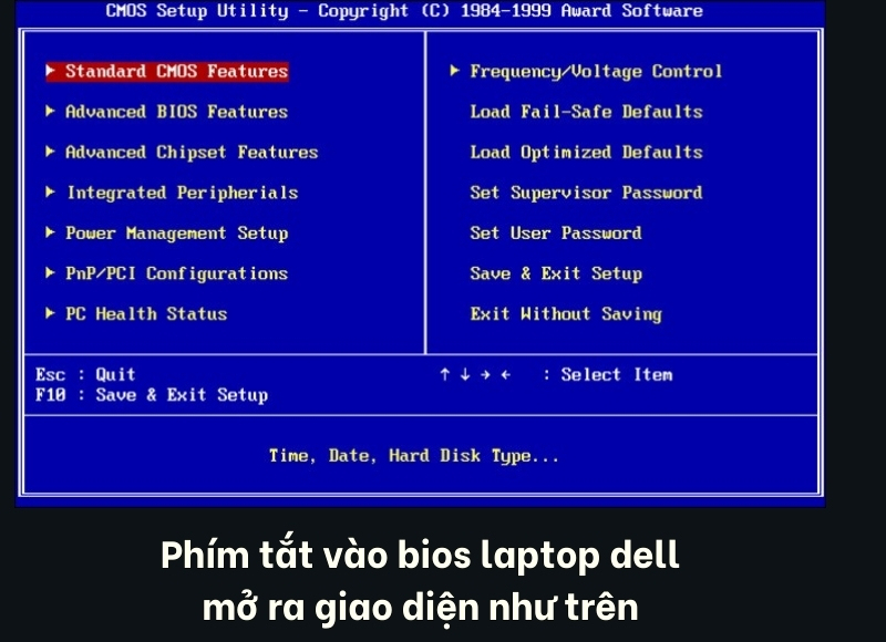 phím tắt vào bios laptop dell