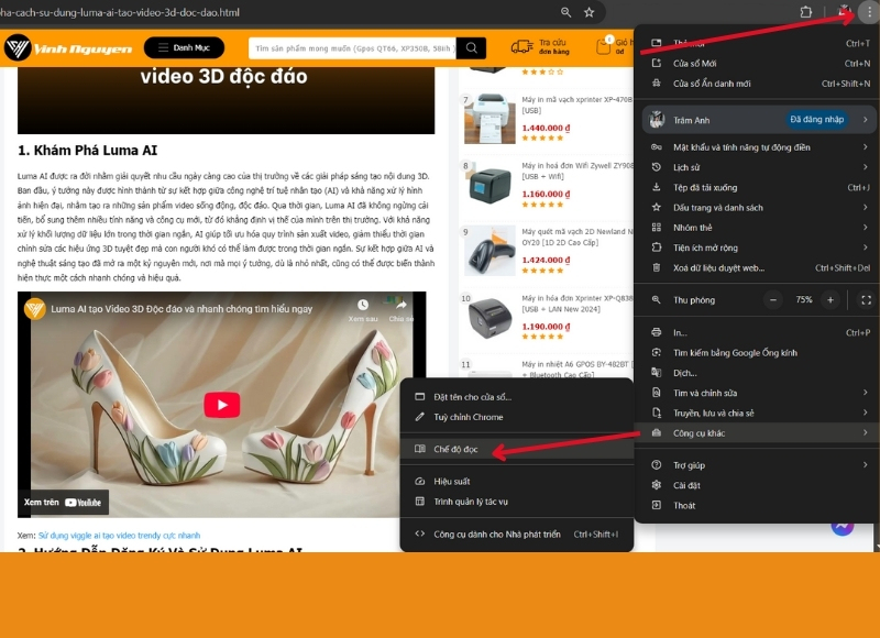 read mode chrome chế độ đọc của chrome