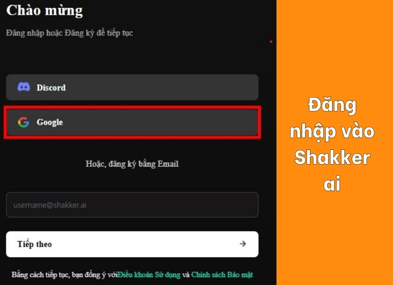 đăng nhập vào shakker ai
