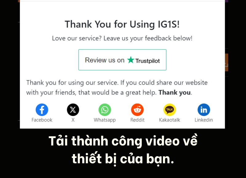 sử dụng IG1S tải video