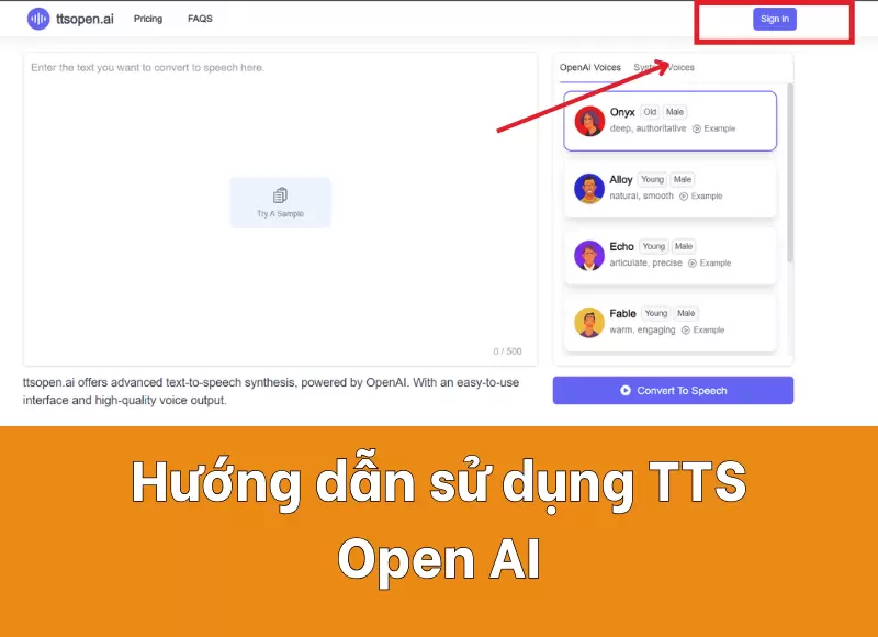 sử dụng TTS openai tạo giọng nói