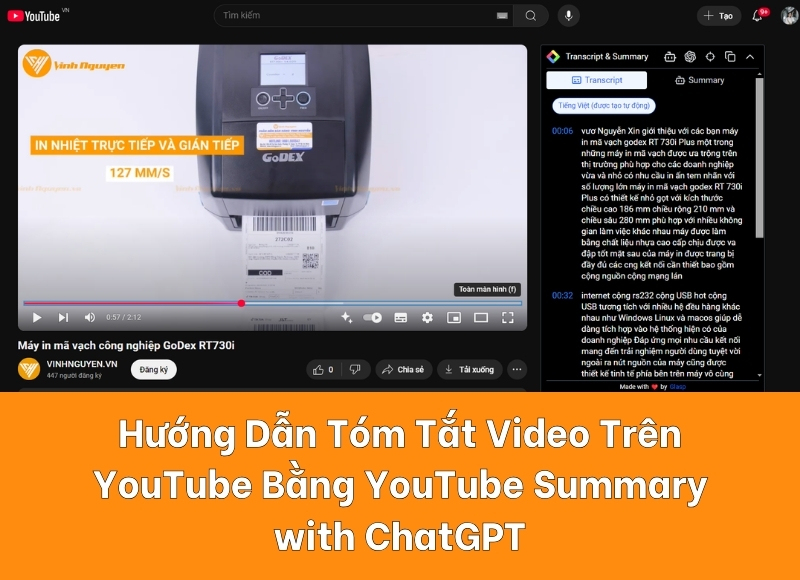 tóm tắt văn bản với YouTube Summary with Chat GPT