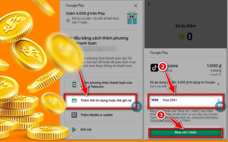 cách nạp xu tiktok bằng thẻ ngân hàng