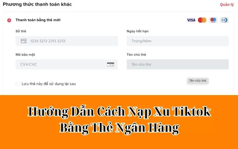 cách nạp xu tiktok bằng thẻ ngân hàng