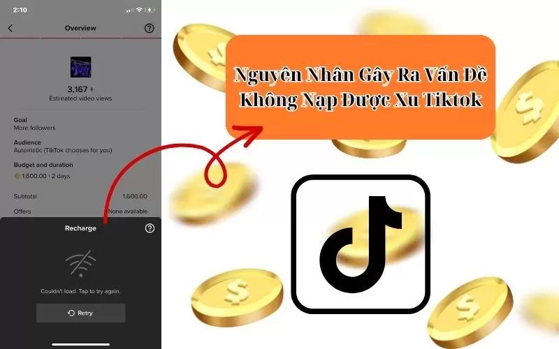 không nạp được xu tiktok