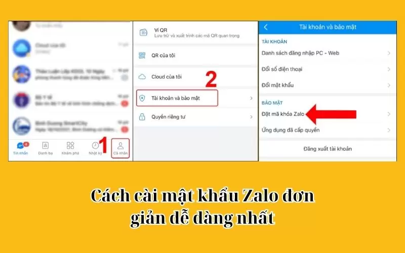 cách cài mật khẩu zalo