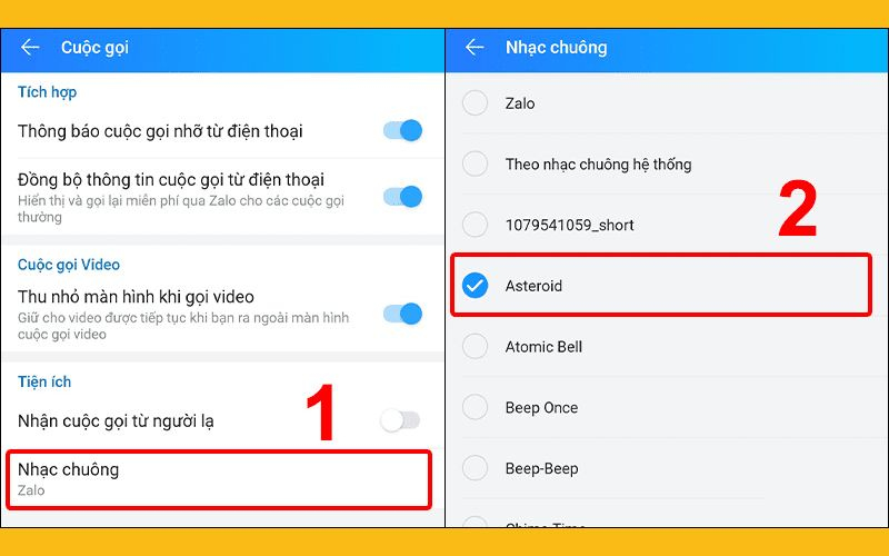 cách cài nhạc chuông zalo