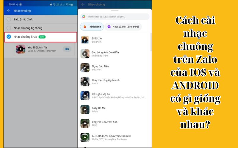 cách cài nhạc chuông zalo