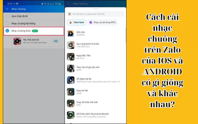cách cài nhạc chuông zalo