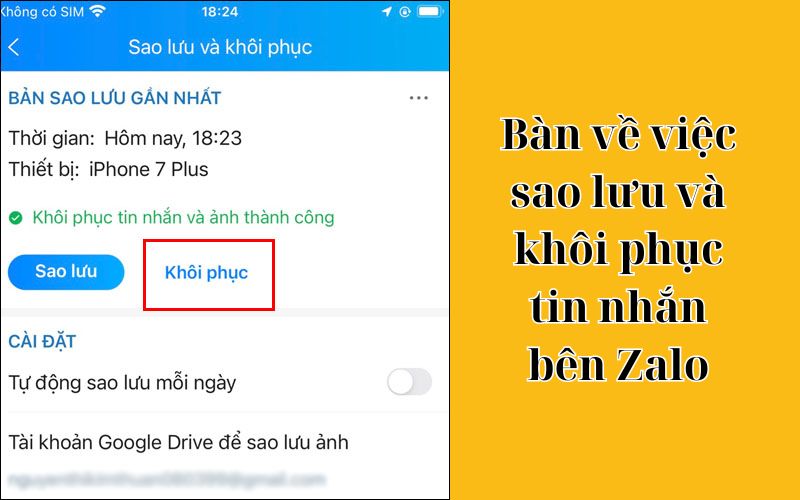 cách khôi phục tin nhắn zalo trên điện thoại