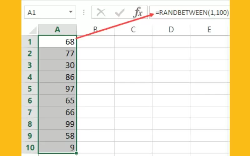 cách sử dụng hàm random trong excel