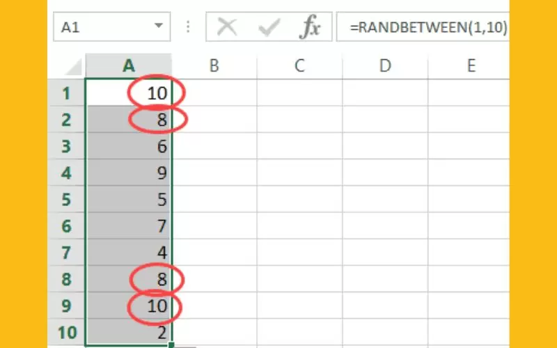 cách sử dụng hàm random trong excel