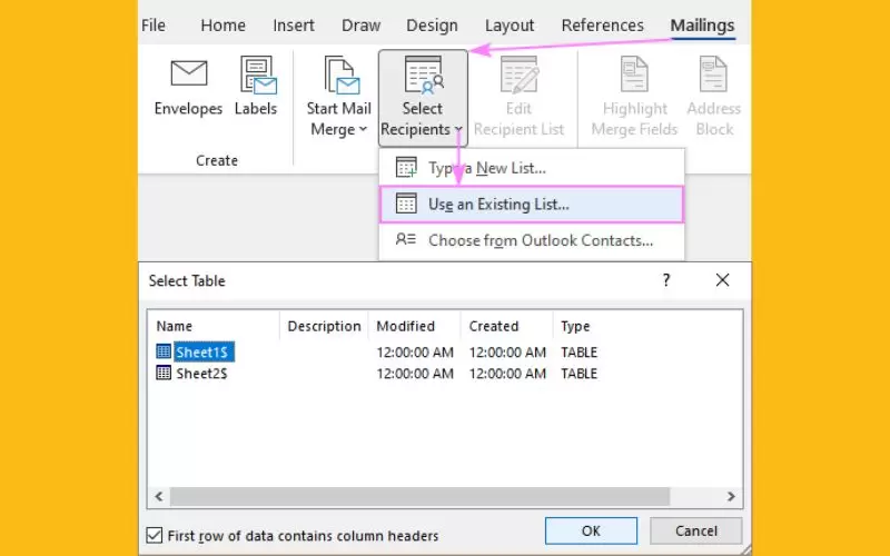 cách sử dụng mail merge trong excel