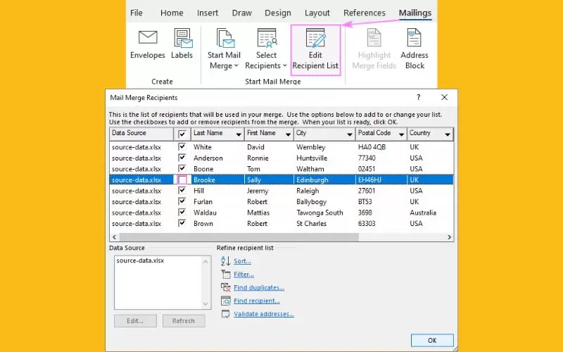 cách sử dụng mail merge trong excel
