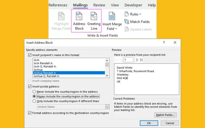 cách sử dụng mail merge trong excel