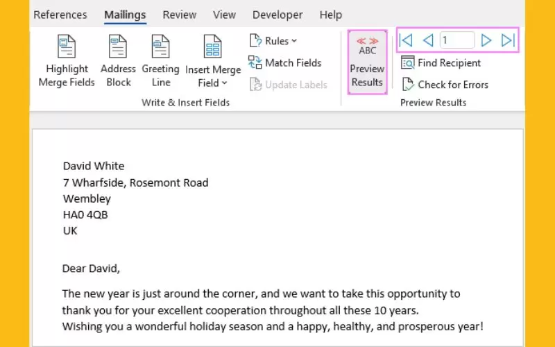 cách sử dụng mail merge trong excel