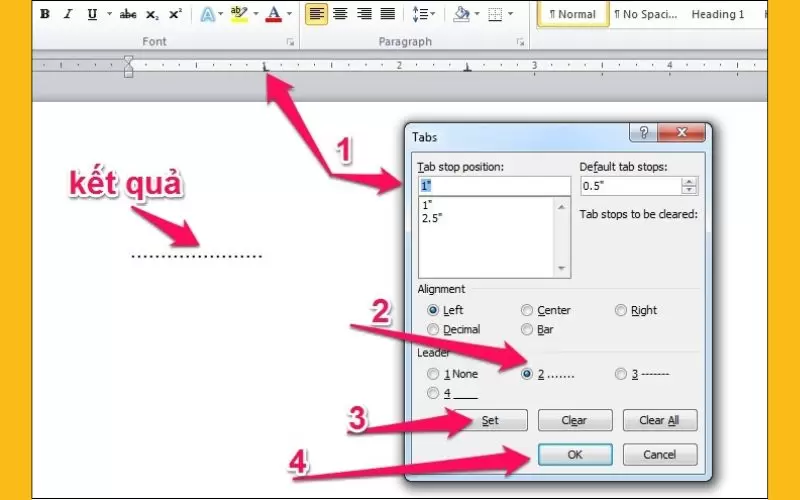 cách sử dụng tab trong word
