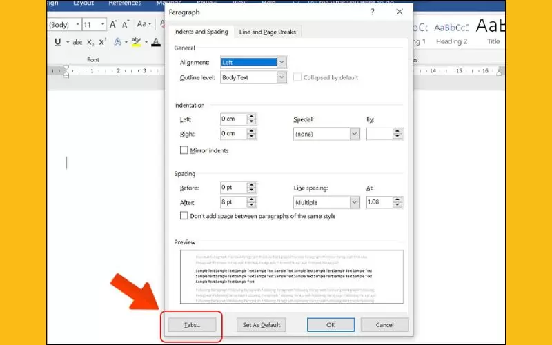 cách sử dụng tab trong word