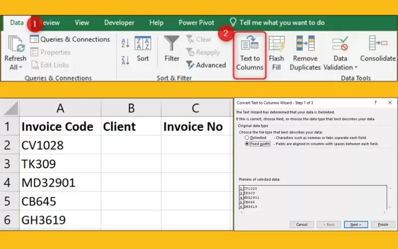 cách sử dụng text to column trong excel