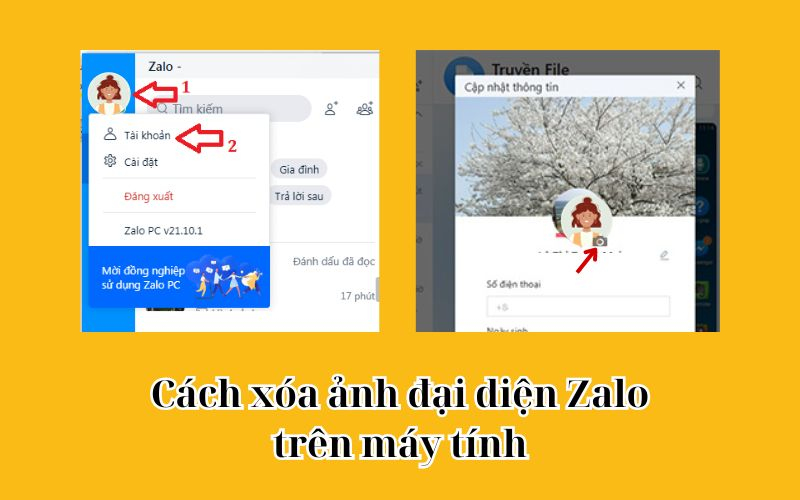 cách xóa ảnh đại diện zalo