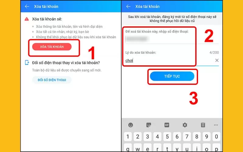 cách xóa tài khoản zalo