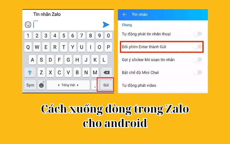 cách xuống dòng trong zalo