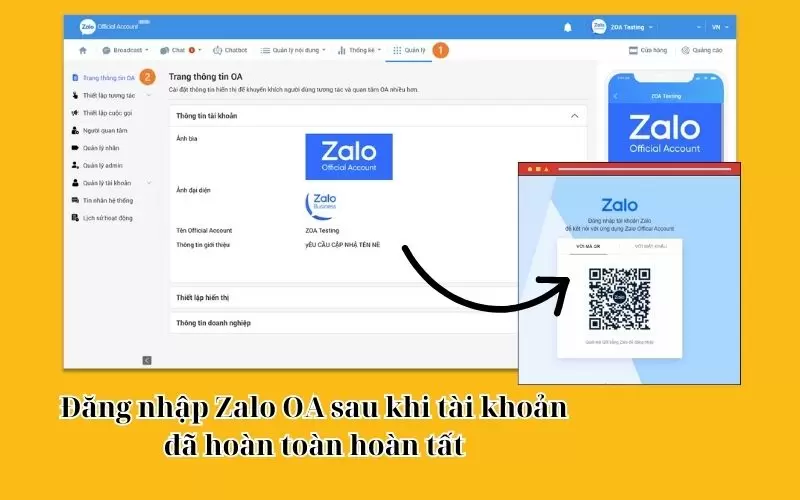đăng nhập zalo oa