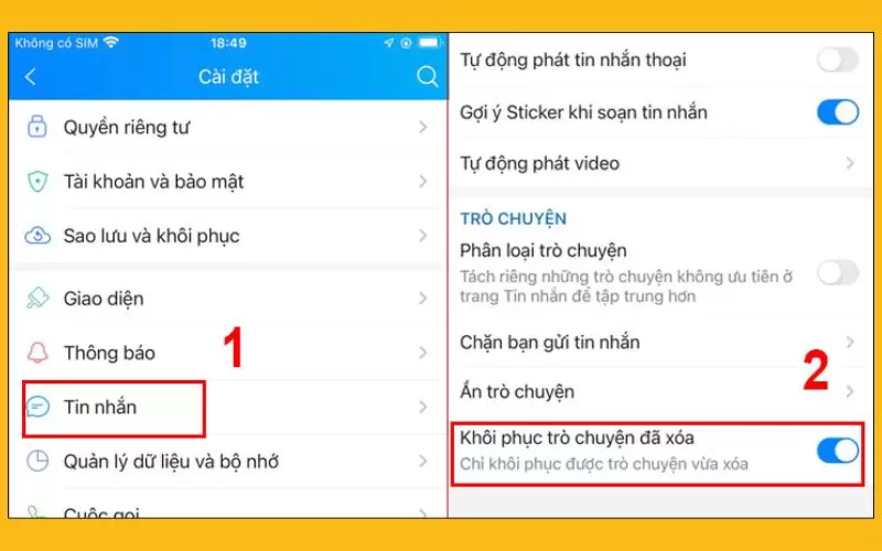 khôi phục tin nhắn zalo đã xóa chưa sao lưu