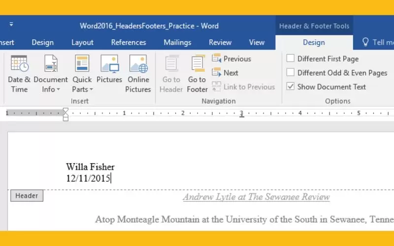 sử dụng header và footer
