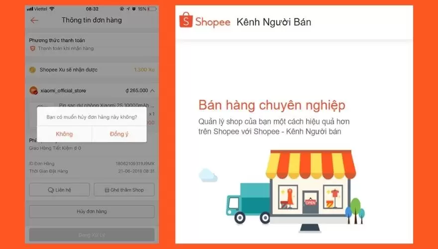 Người bán hủy đơn hàng trên shopee có sao không?
