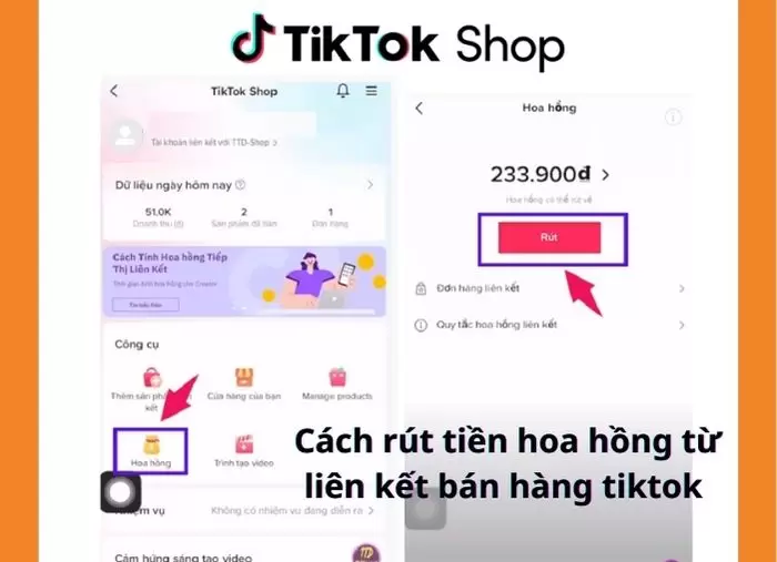 Cách rút tiền hoa hồng từ liên kết bán hàng tiktok 