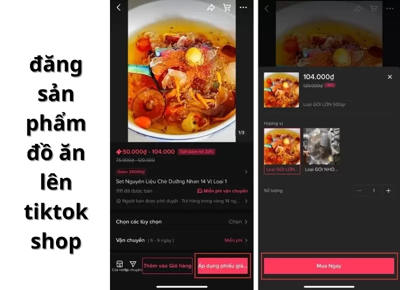 đăng sản phẩm đồ ăn lên tiktok shop