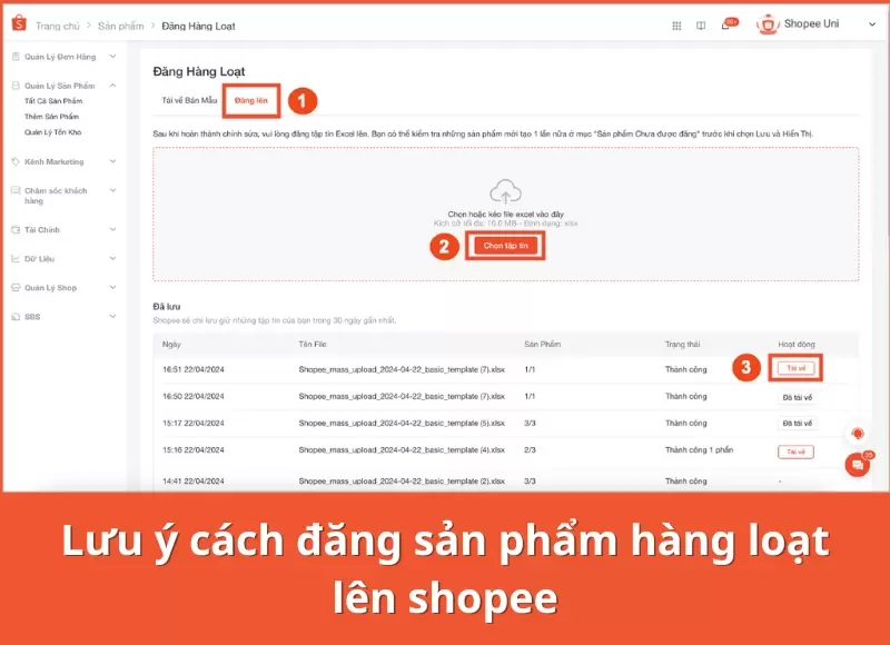 cách đăng hàng loạt sản phẩm trên shopee